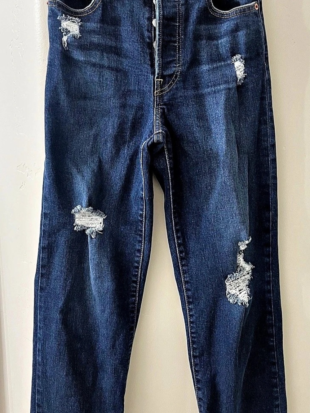 Levi's Ribcage Straight Ankle Distressed Straight Leg Jeans Waist 25